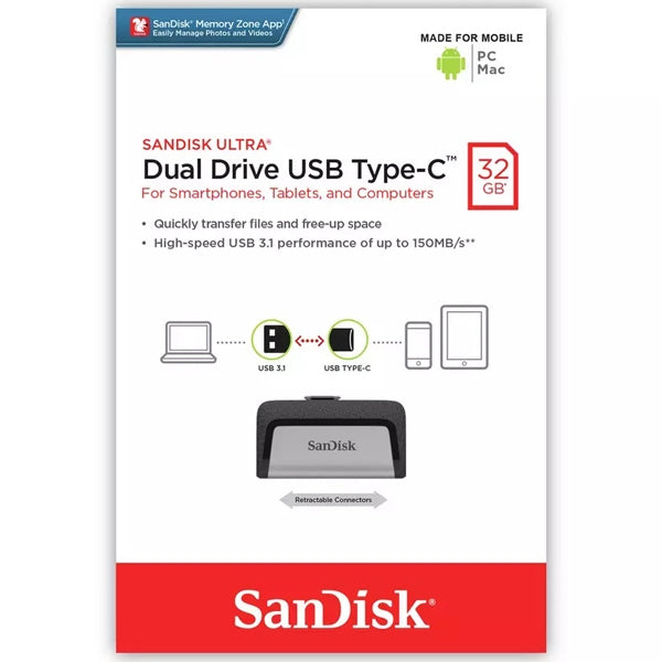 SANDISK ULTRA DUAL DRIVE USB TYPE-C FLASH DRIVE Fashion